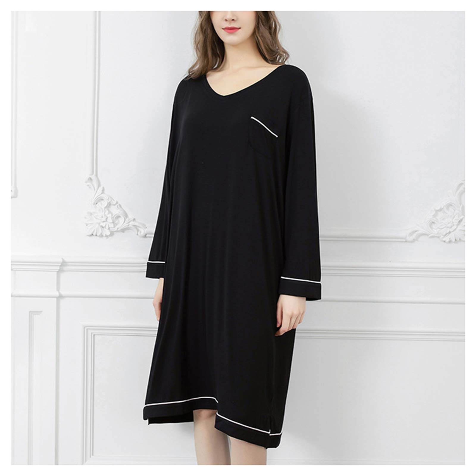 Chemise de nuit en modal noire douce XL : offrez-vous une bulle de sérénité et de confort
