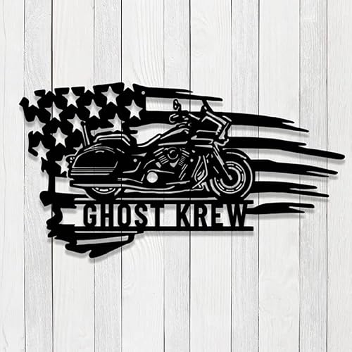 Miniatura 4 de Letrero de metal personalizado para pared de motocicleta con bandera de EE. UU., letrero de metal personalizado para motocicleta, garaje, regalo