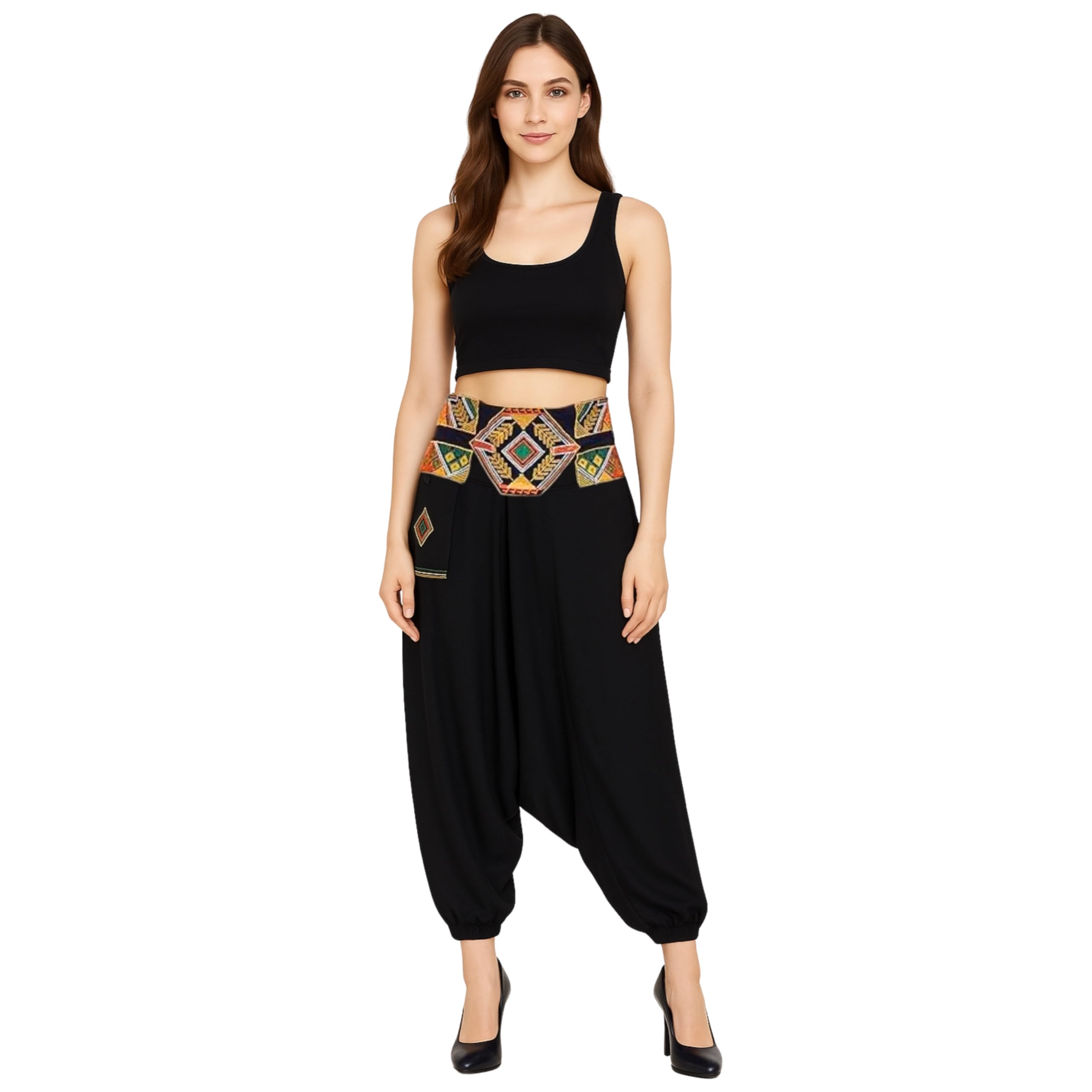 LUJOSO Harem Pants for Women | Stylish Afghani Salwar | Women's Rayon Fabric Pants Loose Fit for Yoga & Dancing | Waist Size 22 to 42 Inches, Free Size-image-41