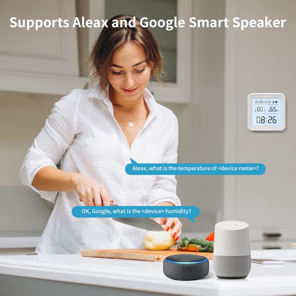 WiFi Thermometre Hygrometre Interieur, Tuya Thermomètre Intérieur Capteur Humidité Avec écran Rétro-éclairé D'enregistrement de Données, Chambre bébé Hygrometre Termometre Maison