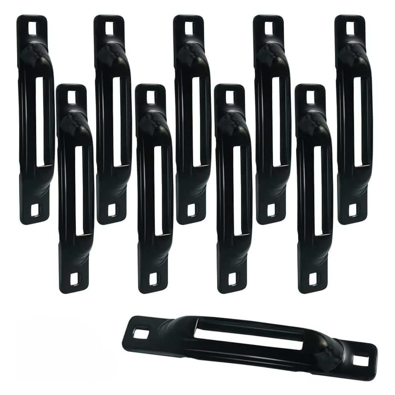 THE WHITE SHOP 10PCS E-Track Single Slot Tie Downs Stainless Steel Single Strap Tie Down Anchors with Black Coating Used as Tie Down Anchor Point for Trailers, Pickups, Vans, Trucks