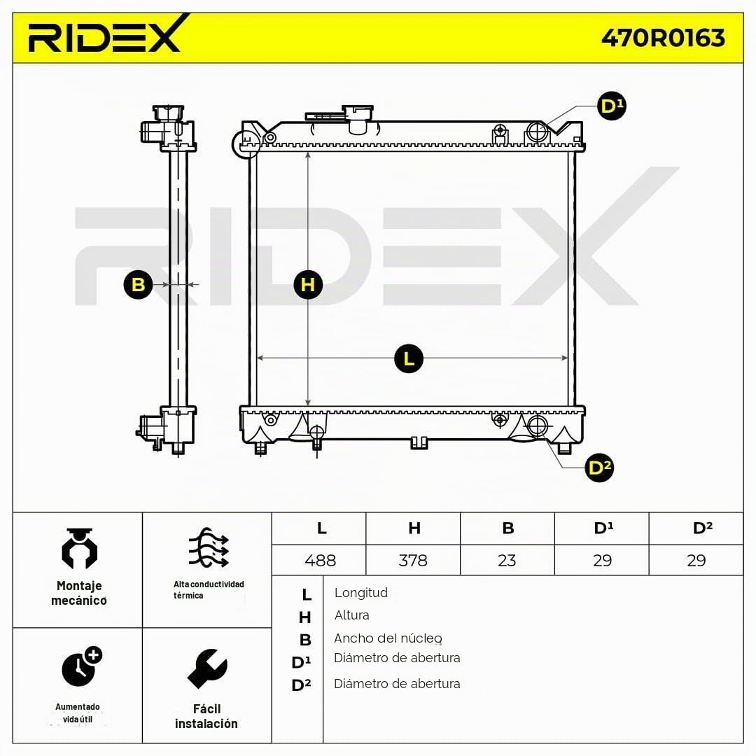 RIDEX 470R0163 Radiador refrigeración del motor Compatible con SUZUKI VITARA Cabrio ET, TA Gasolina Gasóleo