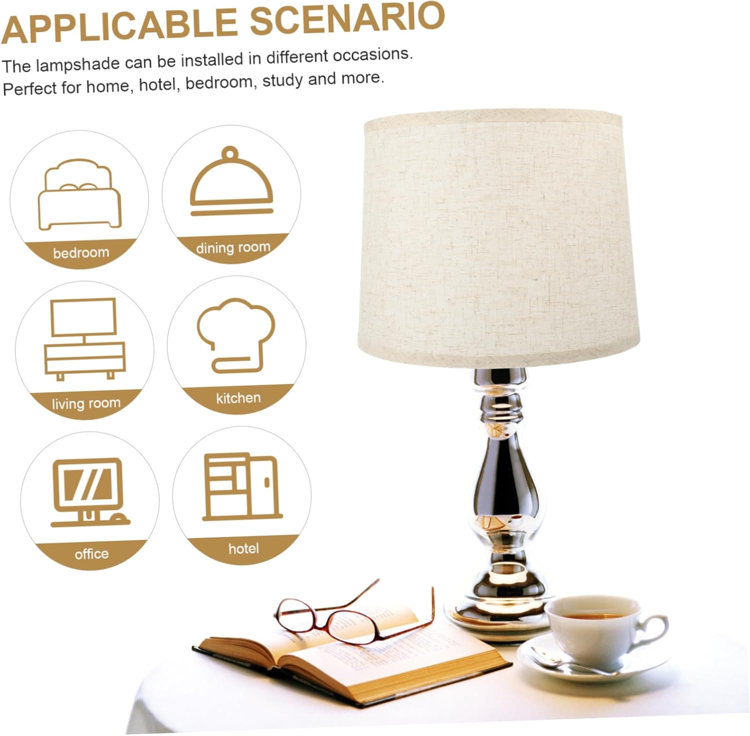 Cabilock Tan Linen Lampshade Replacement Fabric for Table Lamp Modern Lampshade for Home Decor