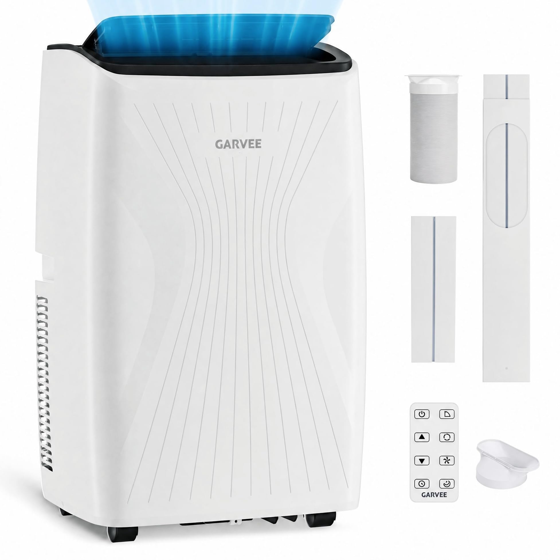 12,000 BTU Portable Air Conditioner, 4-IN-1 Portable AC Unit for Rooms Up to 550 Sq. Ft. with Cooling, Dehumidifier, Fan, Sleep, Auto Swing, LED Display, 24H Timer, Remote & Installation Kits Included
