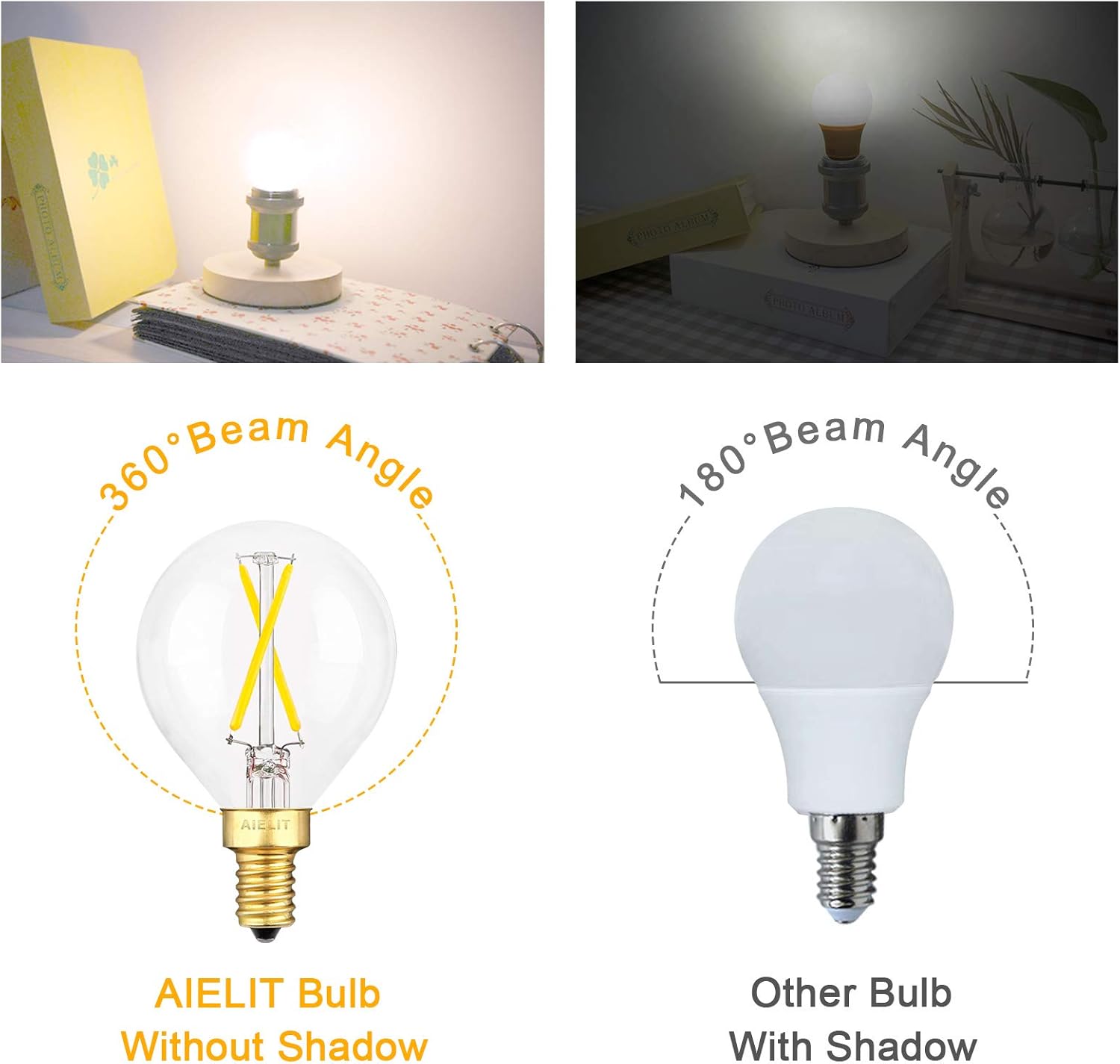 Globe E12 LED Bulb Daylight, 2W(25-Watt Equivalent), Bright White 5000K, Dimmable G15/G50 LED Light Bulbs for Hanging Lamp Pendant Chandelier, 3-Pack