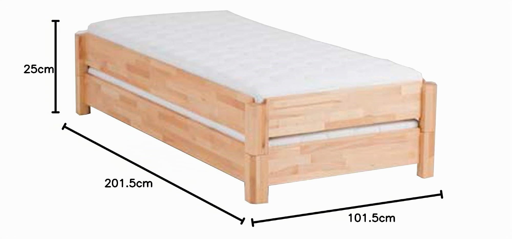 DICO 2er Stapelbett Massivholz mit Rollrost Größe 90x200 cm 03 Buche weiß lackiert