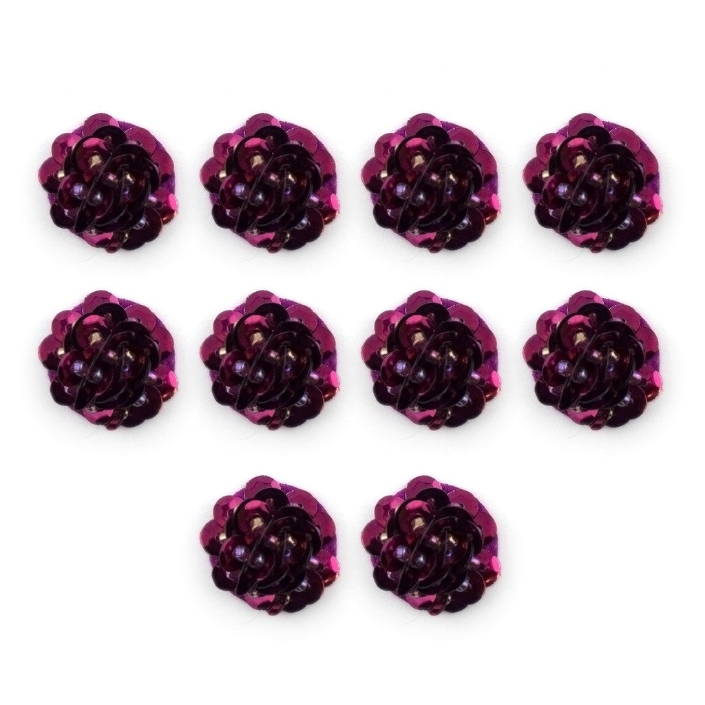Galons à coudre fleur pourpre et perles HAND No.15 d'une finition haut de gamme pour styliste