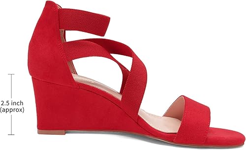 Miniatura 2 de Dream Pairs - Sandalias de tacón de cuña bajo con correa elástica de tobillo para mujer