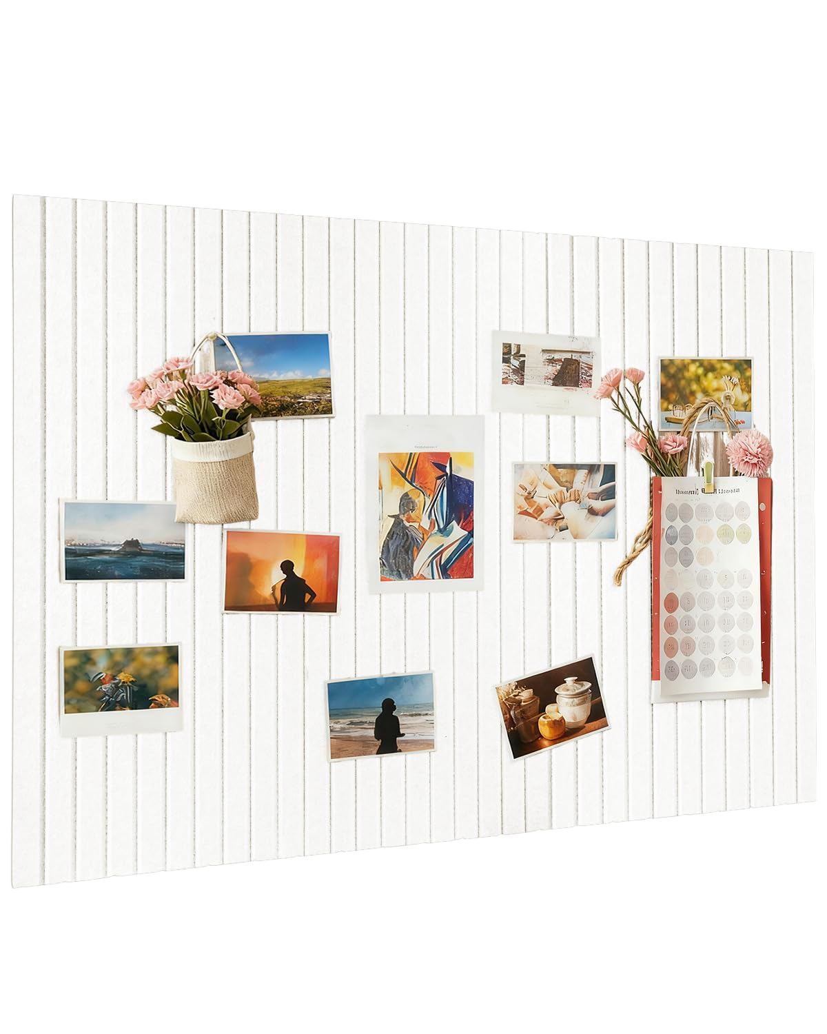 Koushine Large Felt Bulletin Board 0.35in Thicker, Cork Board with Safe Removable Nano Self-Adhesive Tabs, Wall Felt Board for Bedrooms, Living Rooms, Offices, Flower Shops (White, 120x90 cm)