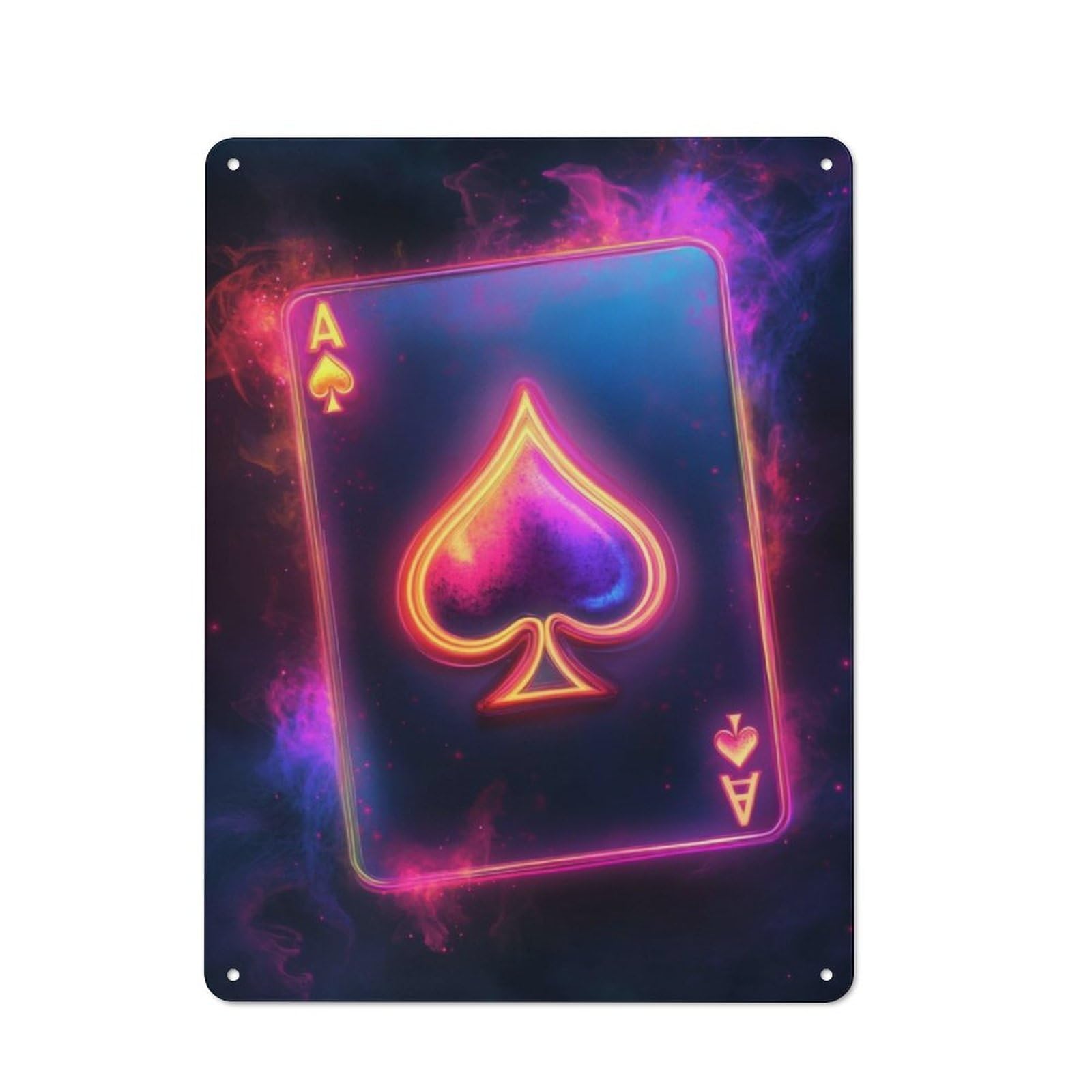 Junmoney Ace Of Spades Neon Vintage Metal Wall Sign 40X30cm For Garage Or Workshop, For Metal Sign Collectors, For Garage And Workshop Walls