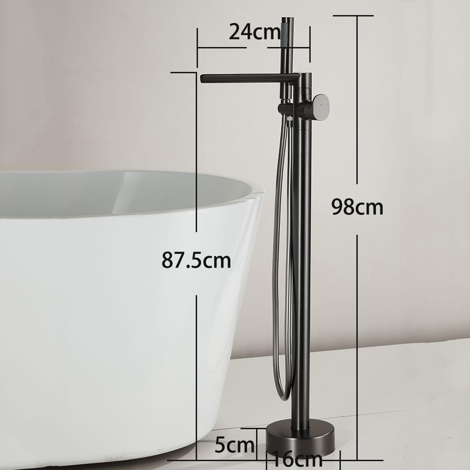 BiaoTeng Grifo de Bañera Exenta con Ducha Mano Blanco Laton