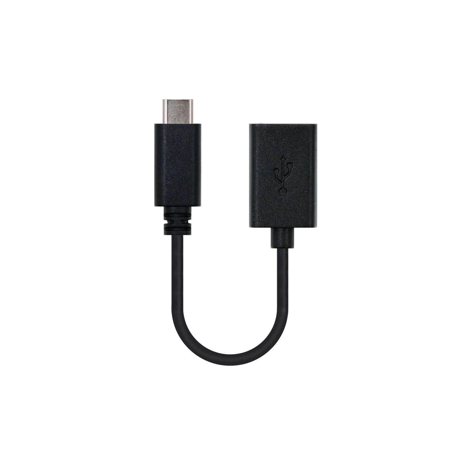 NANOCABLE - 10.01.2400 - Cavo 3A USB-C OTG (on-The-Go) USB 2.0, Fino a 3 Amp di carico, Maschio-Femmina, Tipo C/M-A/H, Nero, 15 CMS