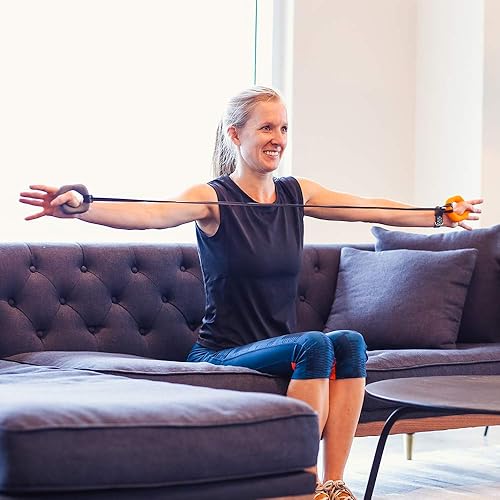 Miniatura 3 de Fortalecedores de agarre de mano de doble resistencia, juego resistente con dos empuñaduras y banda de látex