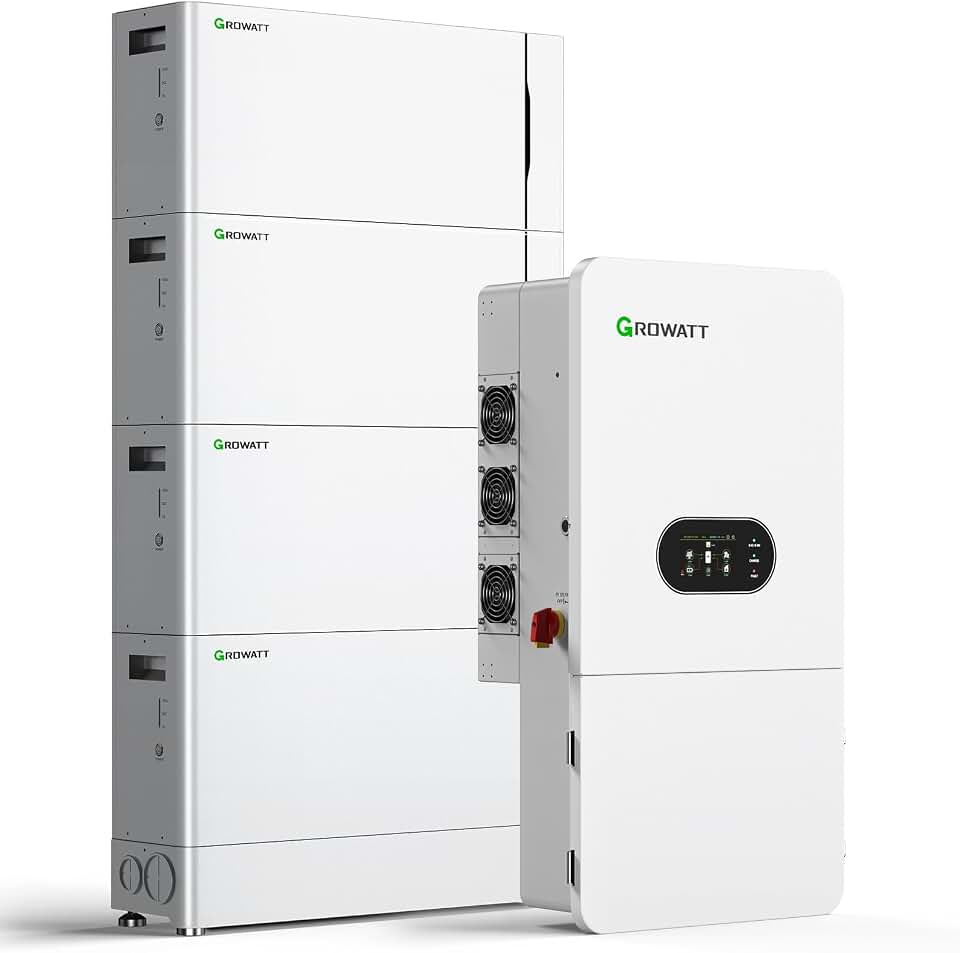 GROWATT 10KW Hybrid Solar System, 4×5120Wh LFP Battery 48V Home Backup