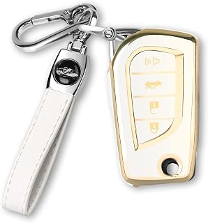 MILD EAST for Toyota Key Fob Cover with Keychain | Compatible with Toyota Tundra Camry RAV4 Highlander Challenger, 4 Buttons, Soft TPU