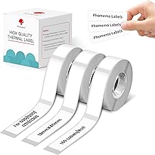 Phomemo 3 rouleaux d'étiquettes thermo adhésives，12 mm * 40 mm,compatible avec Phomemo D30 l'imprimante d'étiquettes,Pour la maison, l'école,160 pièces/rouleau,3 rouleaux(étiquette blanche)