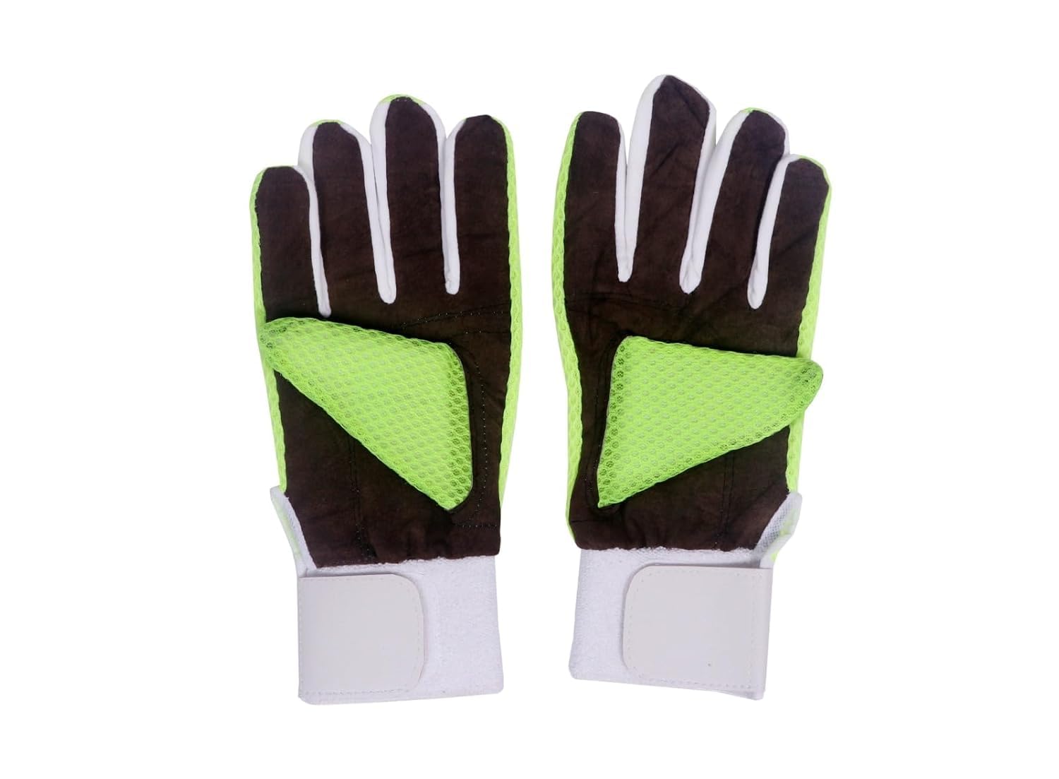 Cricket Inner Gloves for Batting | Leather Palm with Mesh Back | Padded Palm Protection | Velcro Wrist Closure | Breathable & Comfortable | Right Hand | Size L | 1 Pair Green-image-19