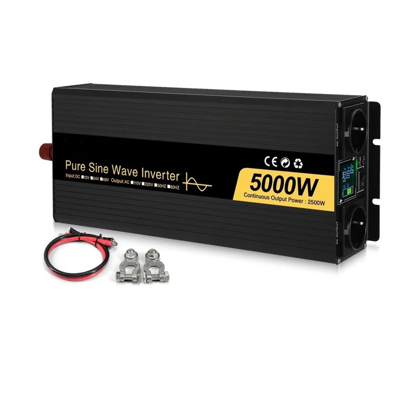 Transformador Inversores Onda Sinusoidal Pura 5000W 6000W 4000W con Doble Enchufe Europeo Convertidor Voltaje CC 12V 24V 48V A CA 110V 220V 50Hz 60Hz Inversor Convertidor