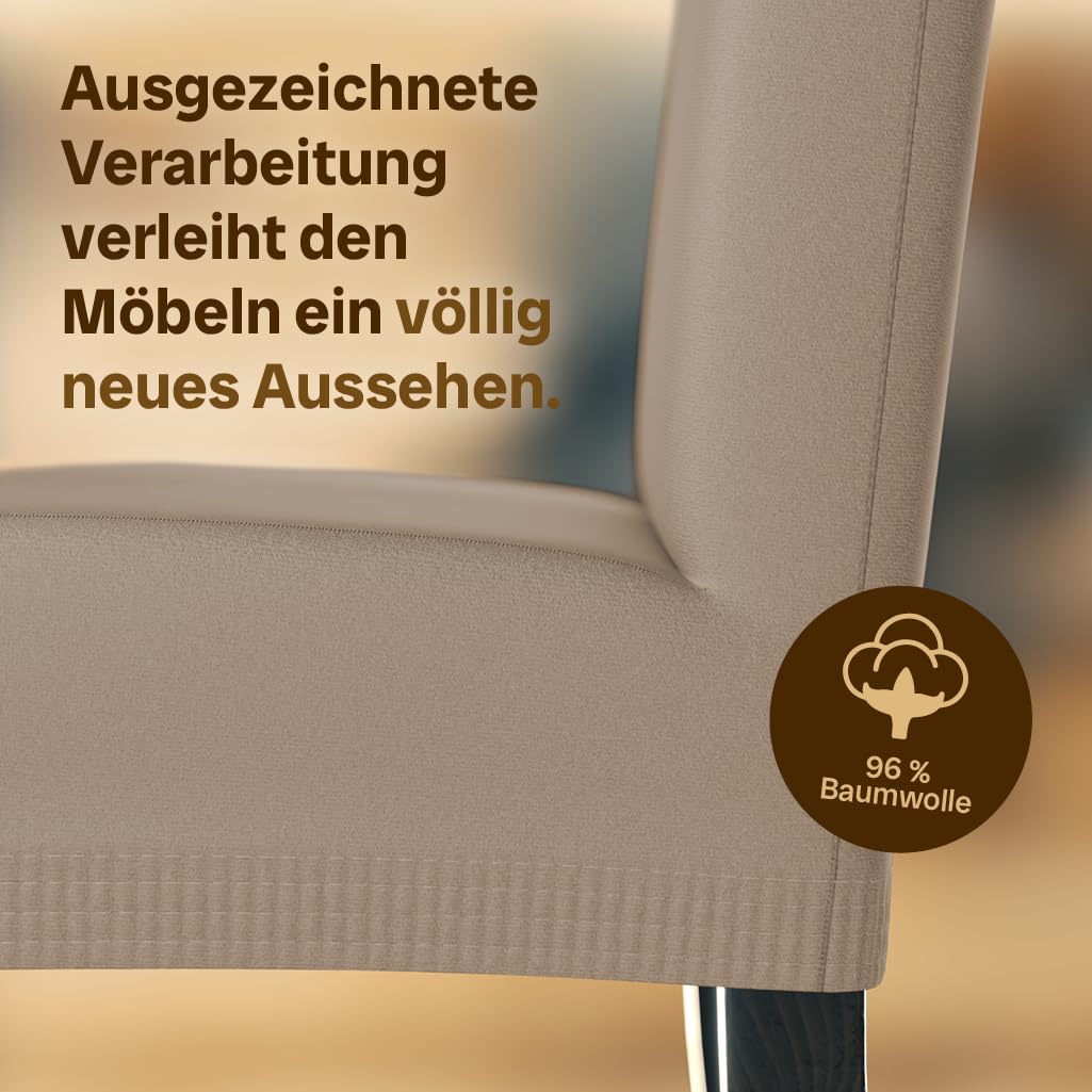 Staboos Stuhlhussen 6er Set - Hohe Elastizität - Stuhlbezug 6er Set - ÖKO TEX Zertifiziert (Taupe-Braun)