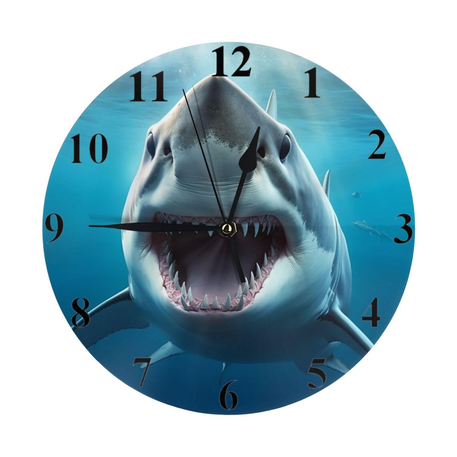 Horloge à quartz requin silencieuse et précise pour classe et bureau
