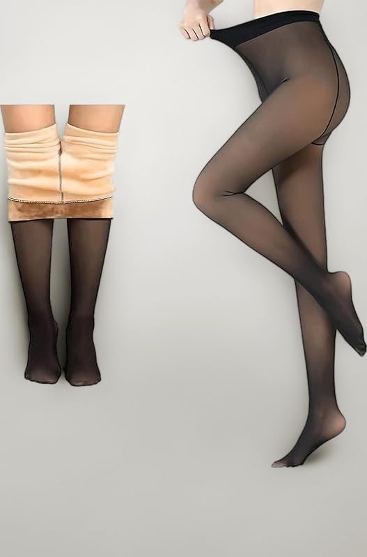 Women Skinny Fit Mid Rise Winter Fleece Warm Thermal Leggings Tights Pants (Dual Tone) Multicolor 32