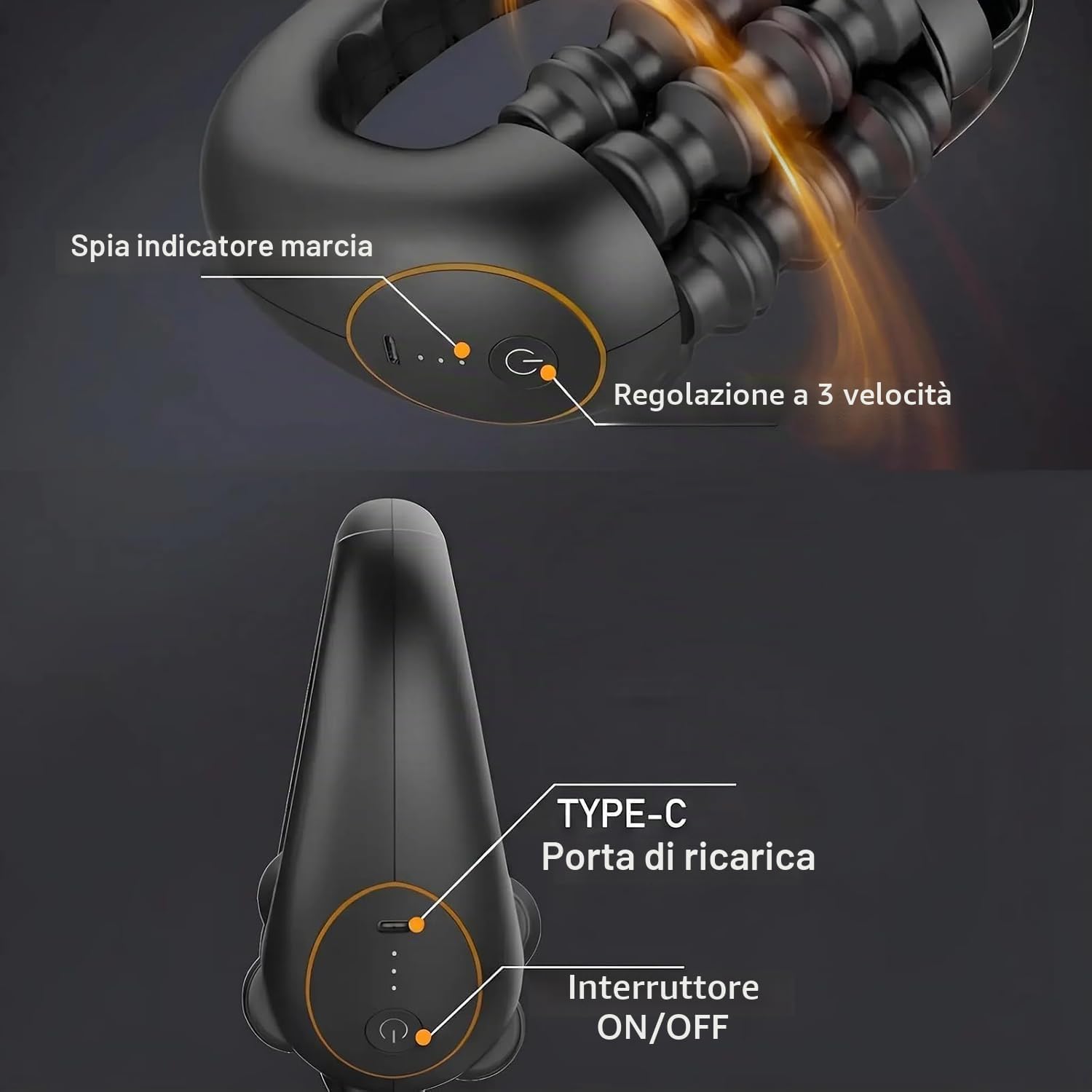 Massaggiatore Elettrico a Rullo Manuale,Rullo Massaggiante Elettrico Cellulite,Design Bionico Intelligente a 6 Aste,3 Livelli di Intensità,per Gambe, Schiena, Spalle