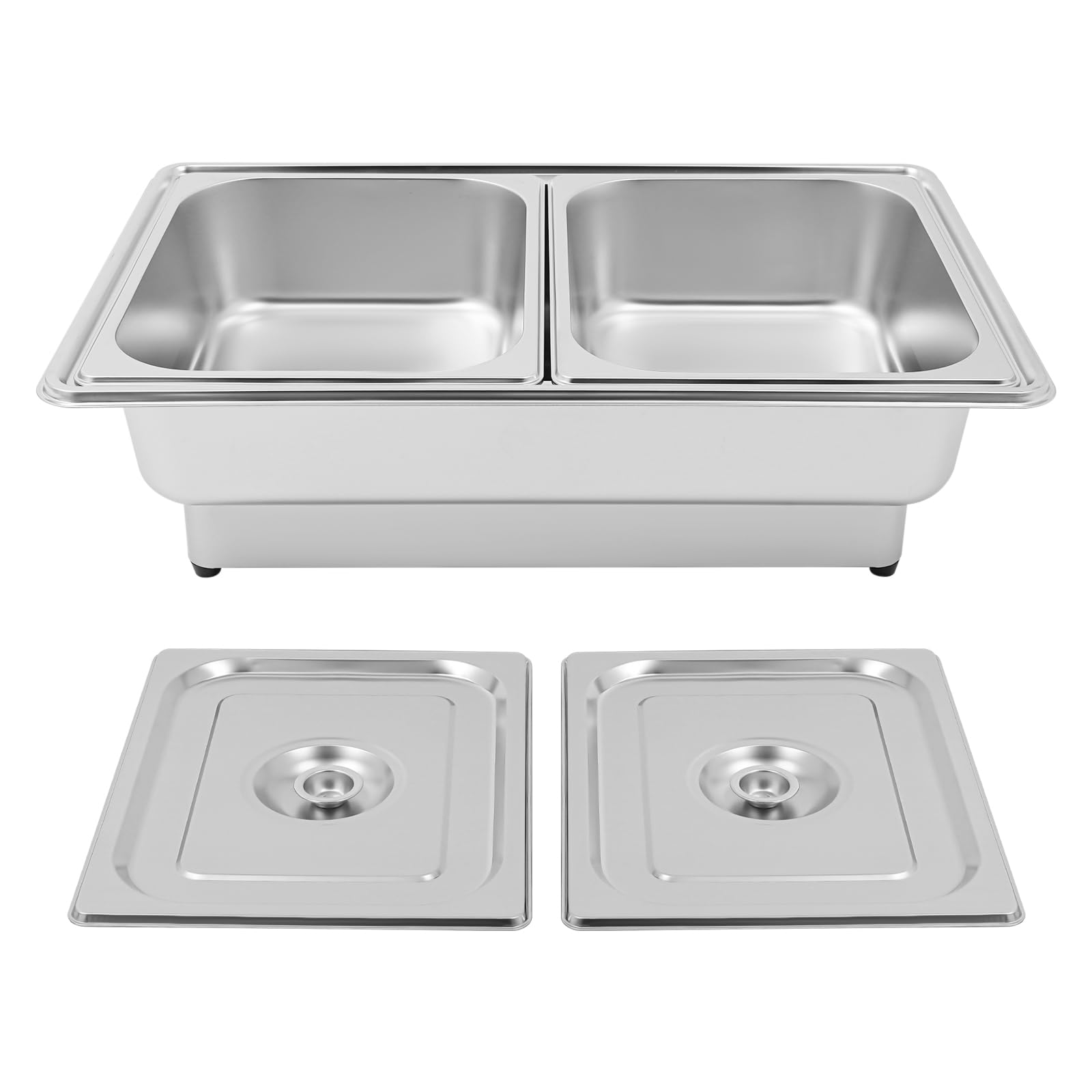 Calentador de Comida Buffet Rectangular con frotamiento eléctrico | Calentadores de acero inoxidable con control de temperatura ajustable(Dua)