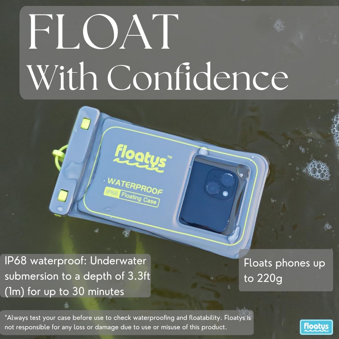 Floating Waterproof Phone Pouch for Regular Size Phones | 2 Pack (Grey & Grey)