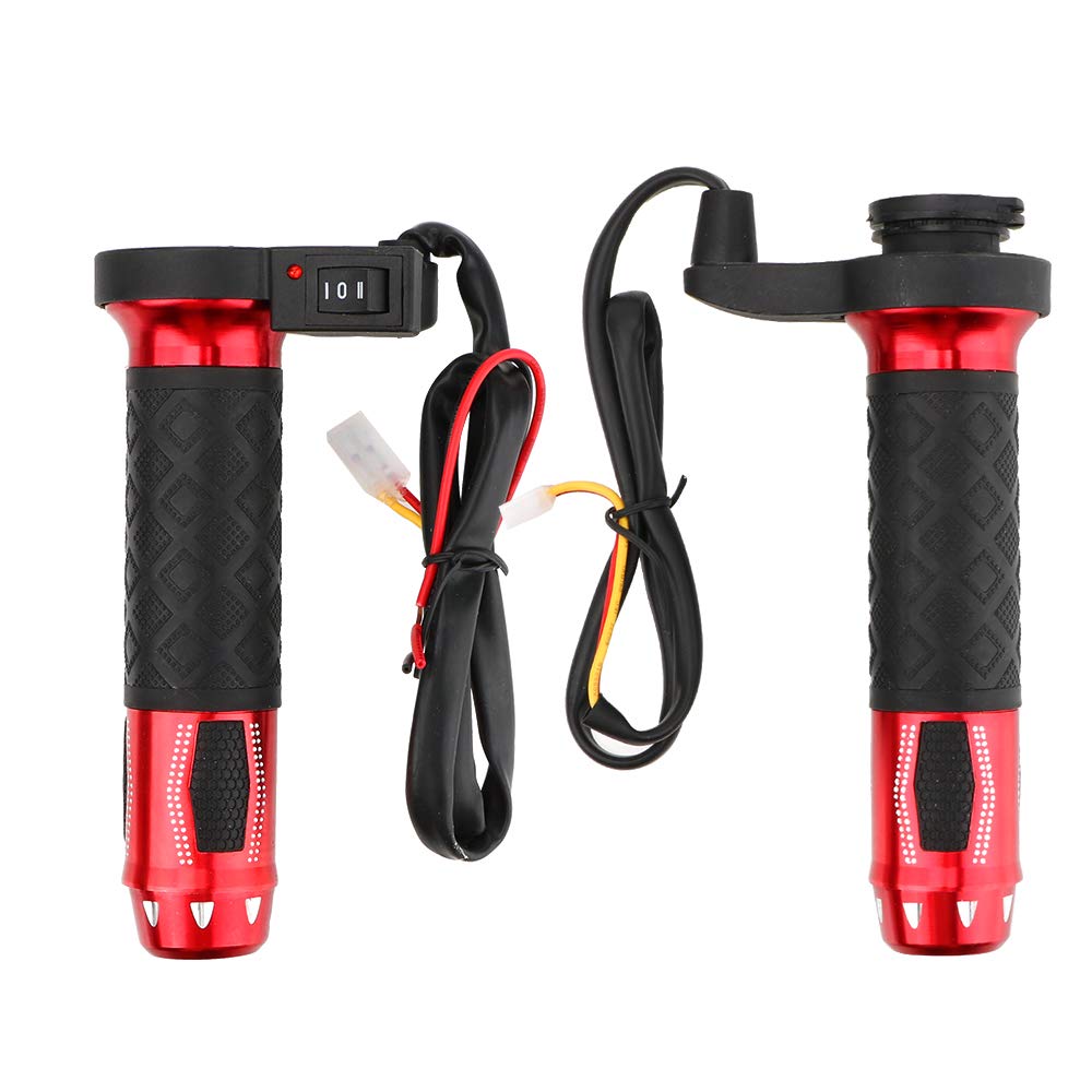 MASO Poignées de guidon chauffantes électriques, chauffage électrique en alliage d'aluminium 12V, température de 50-70℃ réglable, adaptées pour moto et VTT
