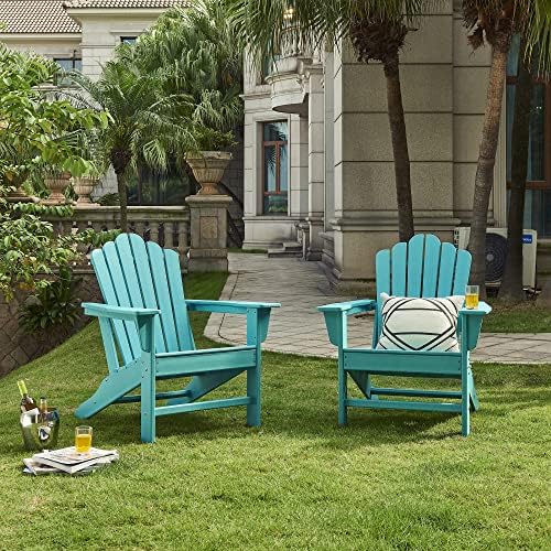 Ehomeline Classic Outdoor Adirondack Chairs Set of 2 for Garden Porch Patio Deck Backyard, Weather Resistant Accent Furniture,Blue