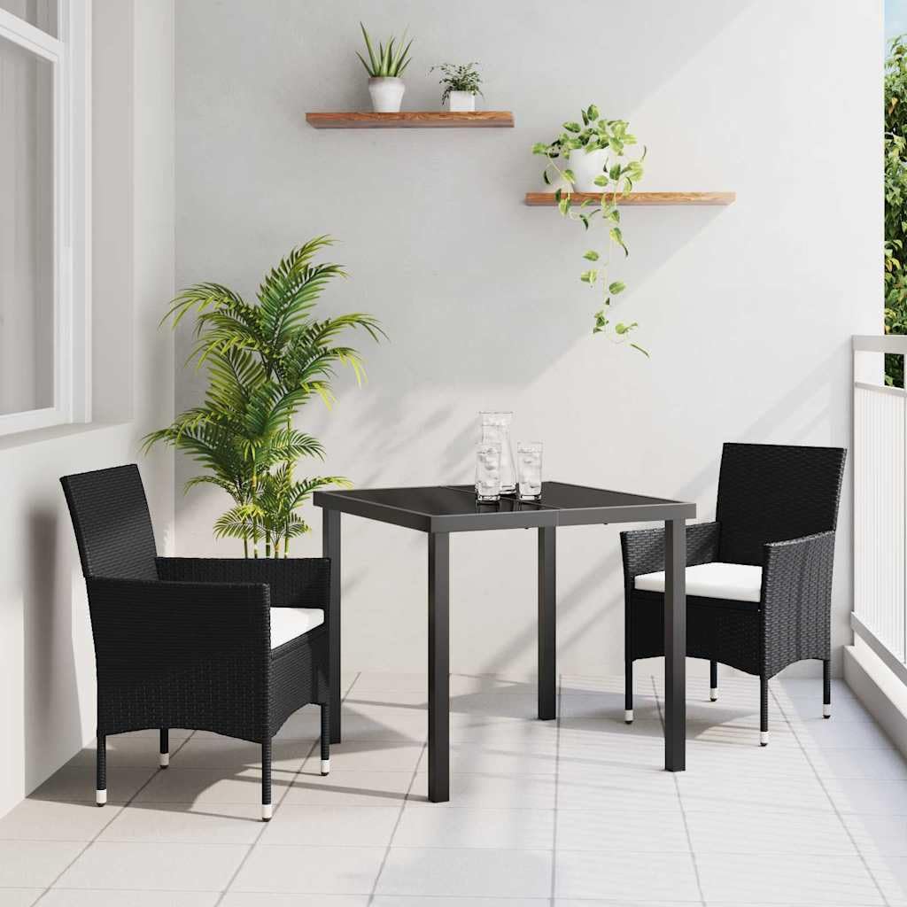 Salon de jardin 3 pièces en rotin noir résistant aux intempéries de haute qualité