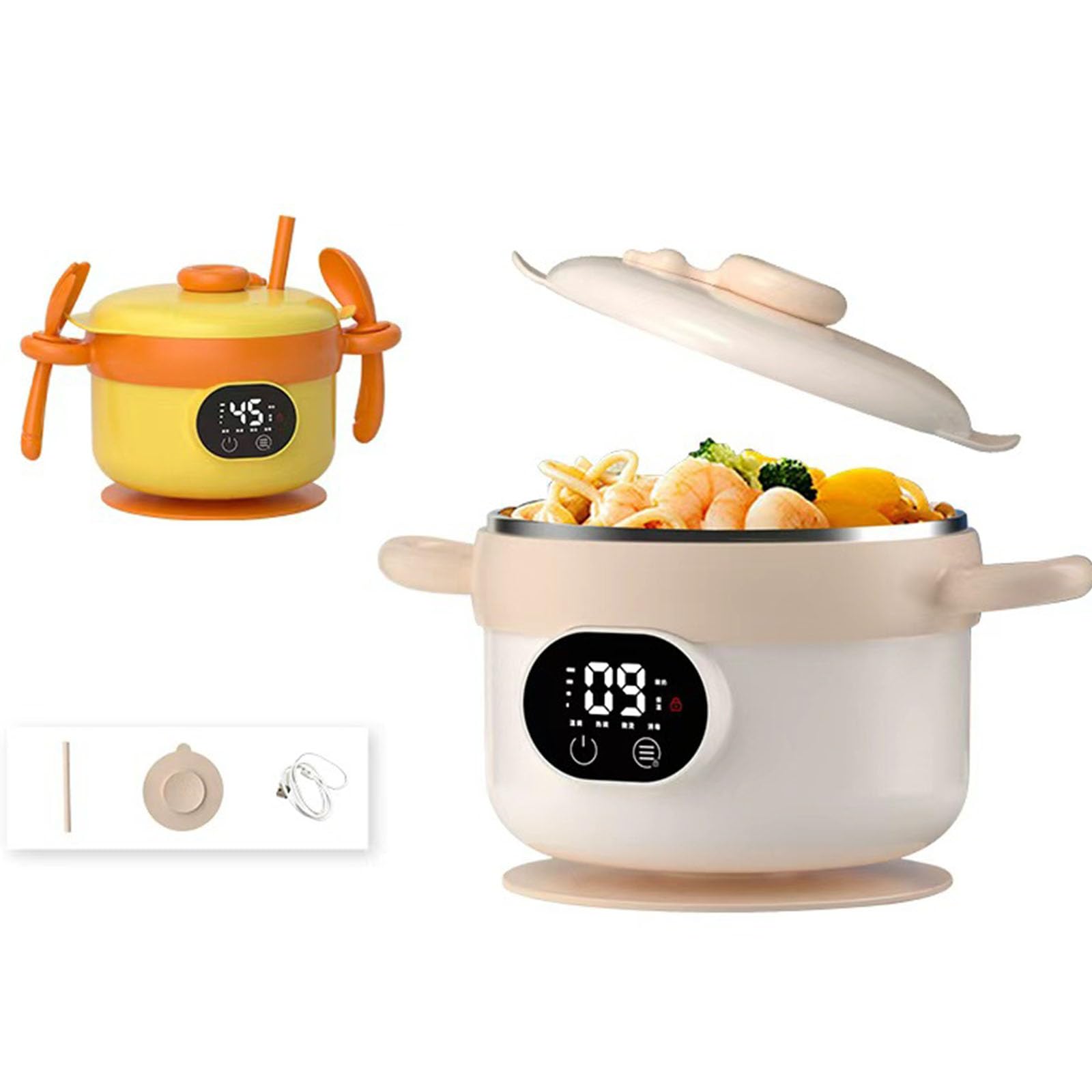 Tazón Calentador de Alimentos eléctrico inalámbrico Recargable, Cubierta de Silicona Segura, tazón con Control de Temperatura para niños, tostadora de Alimentos para bebés