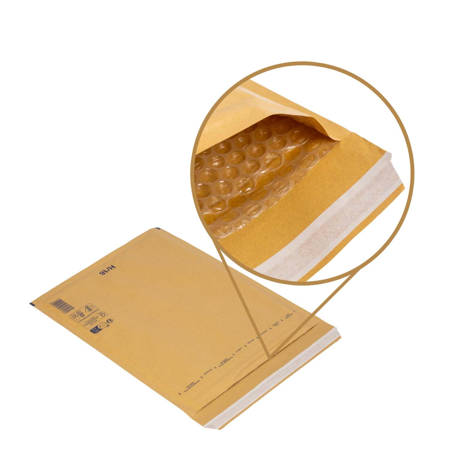 smiley pack Luftpolstertaschen Größe H8 Braun 290 x 370 mm – 200 Stück | Gepolsterte Versandtaschen mit Selbstklebeverschluss – passend für B4