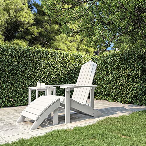Xichuzi Silla de jardín Adirondack con reposapiés, Silla para Exteriores, Silla De Playa, Mueble De Jardin, Sillas Terraza, Sillas Terraza Exterior, HDPE Blanco