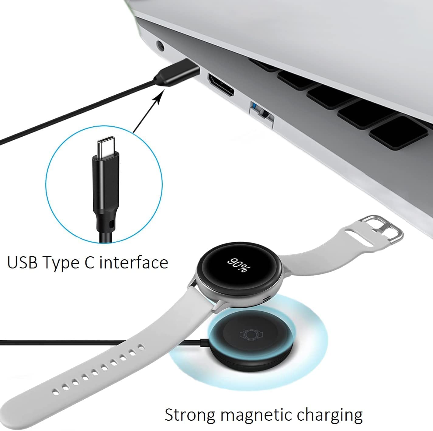 Cargador USB C Samsung Galaxy Watch 6, cable de carga