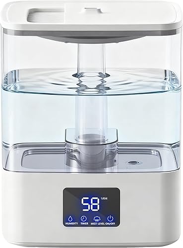KZF Humidificadores de llenado superior de 4 L para dormitorio y tiempo de funcionamiento de 60 horas, humidificador de niebla fría, 3 niveles de