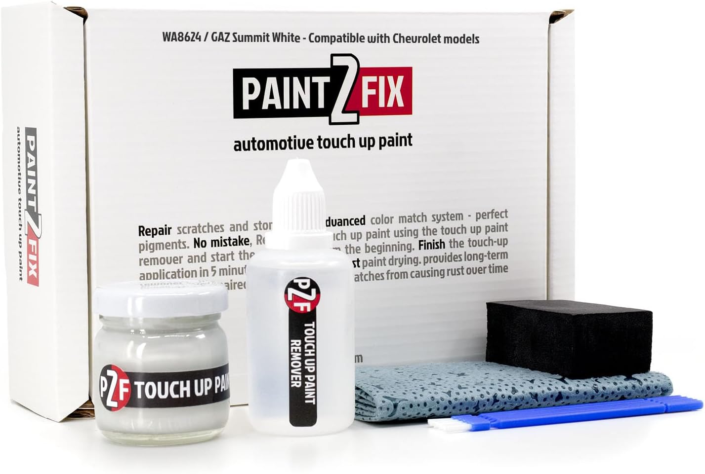 WA8624 / GAZ Summit White Touch Up Paint Kit for Chevrolet Scratch and Chip Repair - 2.53 Fl Oz (75ml)