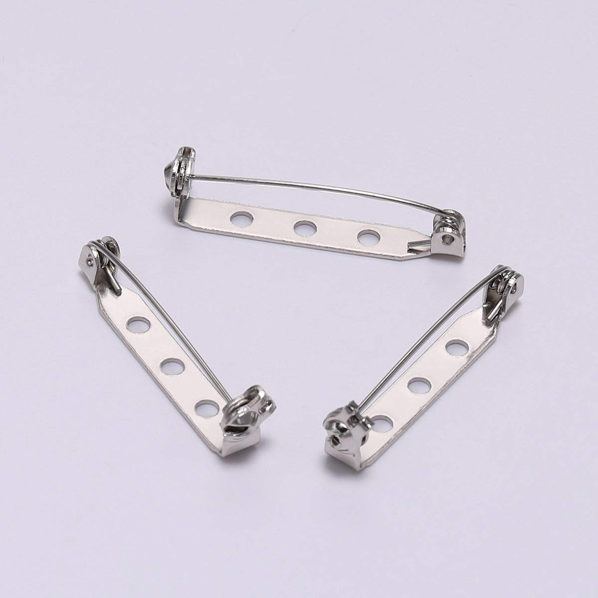 20pcs 20/25/32mm Rhodium Plated Brooch Clip Base Pins Blank Safe Lock Brooch Pin Base for DIY Jewelry Making Clothing Findings Wholesale (Rhodium, 20mm*20pcs)