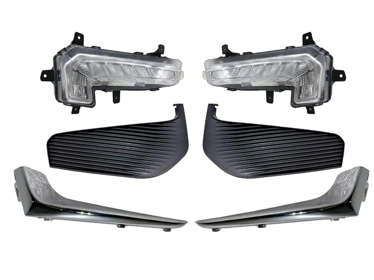 Texas E Parts 2016 2017 2018 Compatible With Chevrolet Malibu Front Bumper Daytime Running Light Lamp With Cover & Chrome Trim Left Driver & Right Passenger Set