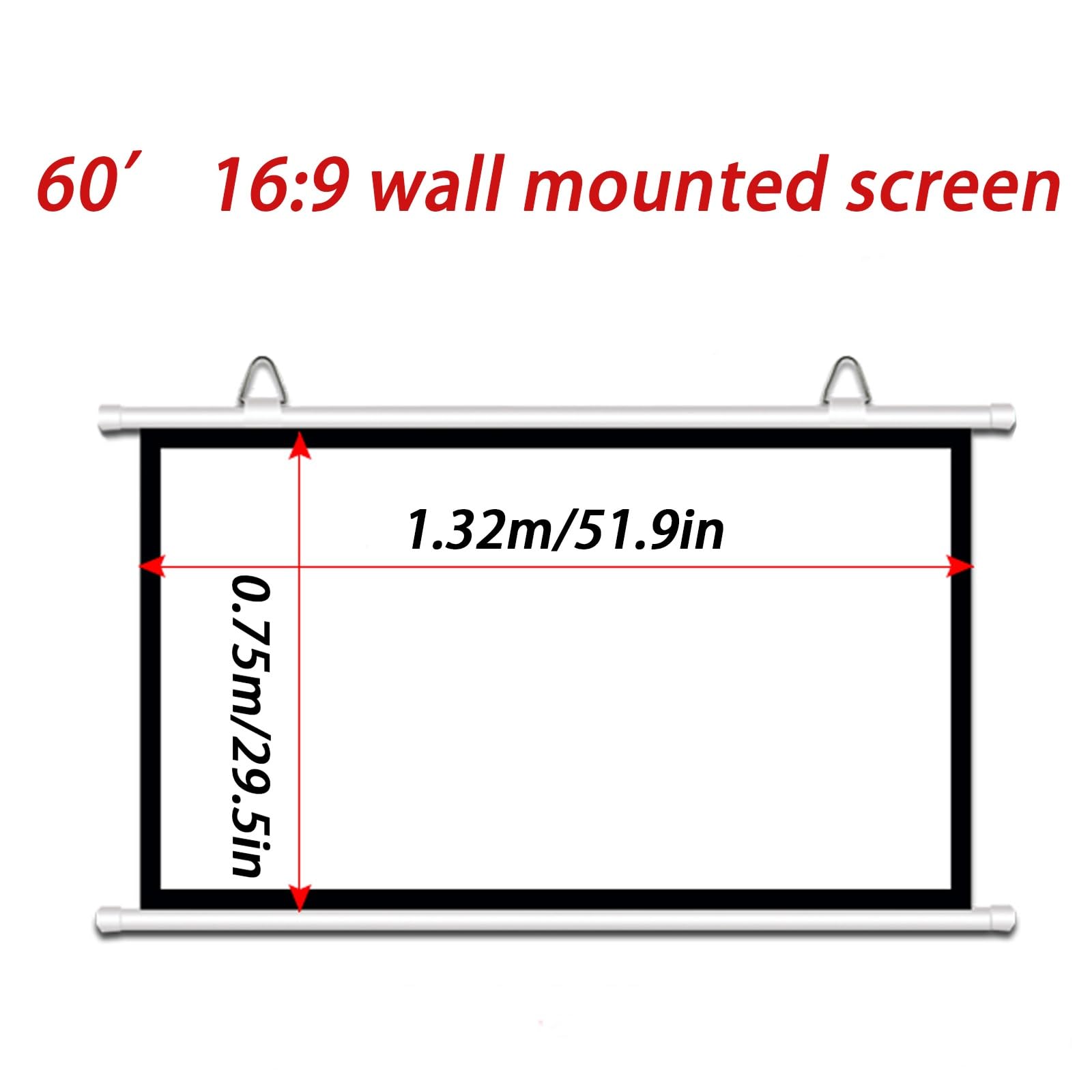 Ekran projektora 76.2 cm, 101.6 cm, 127.0 cm, 152.4 cm, 182.9 cm Indoor Outdoor Portable Projection Movies Screens Ręcznie zwijany ekran projekcyjny 16:9 HD Ekran projekcyjny ścienny i sufitowy do