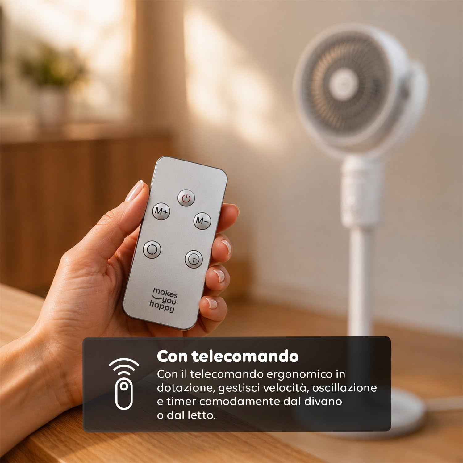 Wintem SNAG Ventilatore a Piantana Ricaricabile e Telescopico – 3 Altezze (32 a 82cm) con Telecomando – 5 Velocità, Oscillazione 3D 90°/180° e Aromaterapia – Batteria Autonomia 5-8h – Pale ø18,3cm