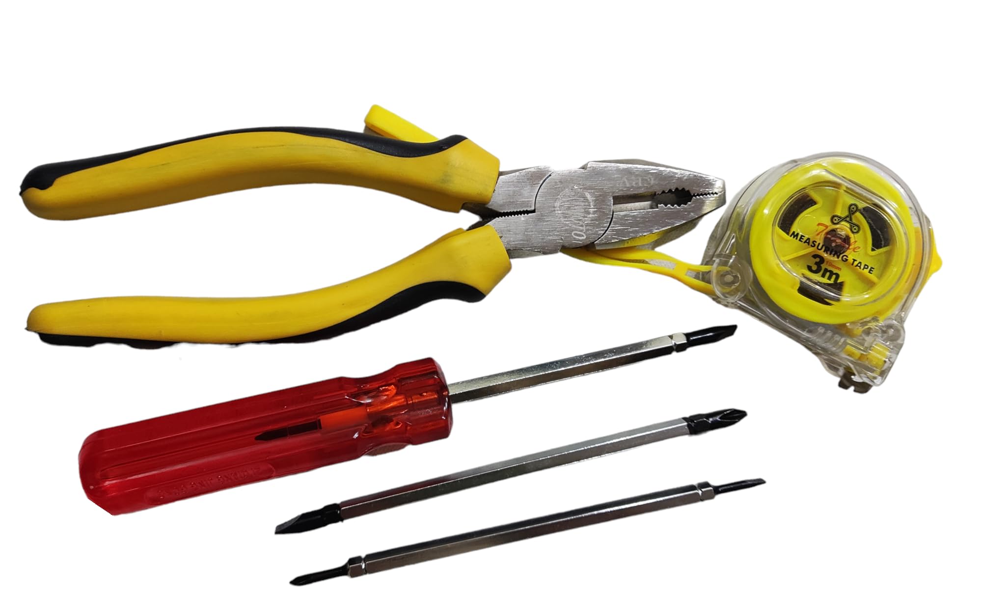 3-Piece Tool Set: 8-Inch Plier, 8-Inch Screwdriver Set, 3-Meter Measuring Tape - Essential Hand Tools for Home Repairs, DIY Projects, and Construction 3