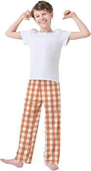 Amazon.com: White Orange Plaid Pajama Pants Buffalo Gingham Pajama