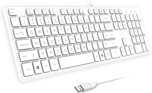 Miniatura 10 de Teclado USB con cable, cómodas teclas de chocolate silenciosas, teclado de computadora ultradelgado duradero con cable (QWERTY) para PC, Windows