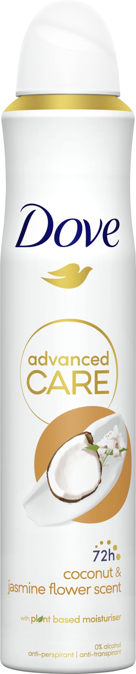 DOVE Advanced Care Deodorant für Damen, Kokosnuss und Jasminblüte, Anti-Transpirant-Spray, tägliche Achselpflege, 72 Stunden Schutz, 200 ml (Packung mit 2)