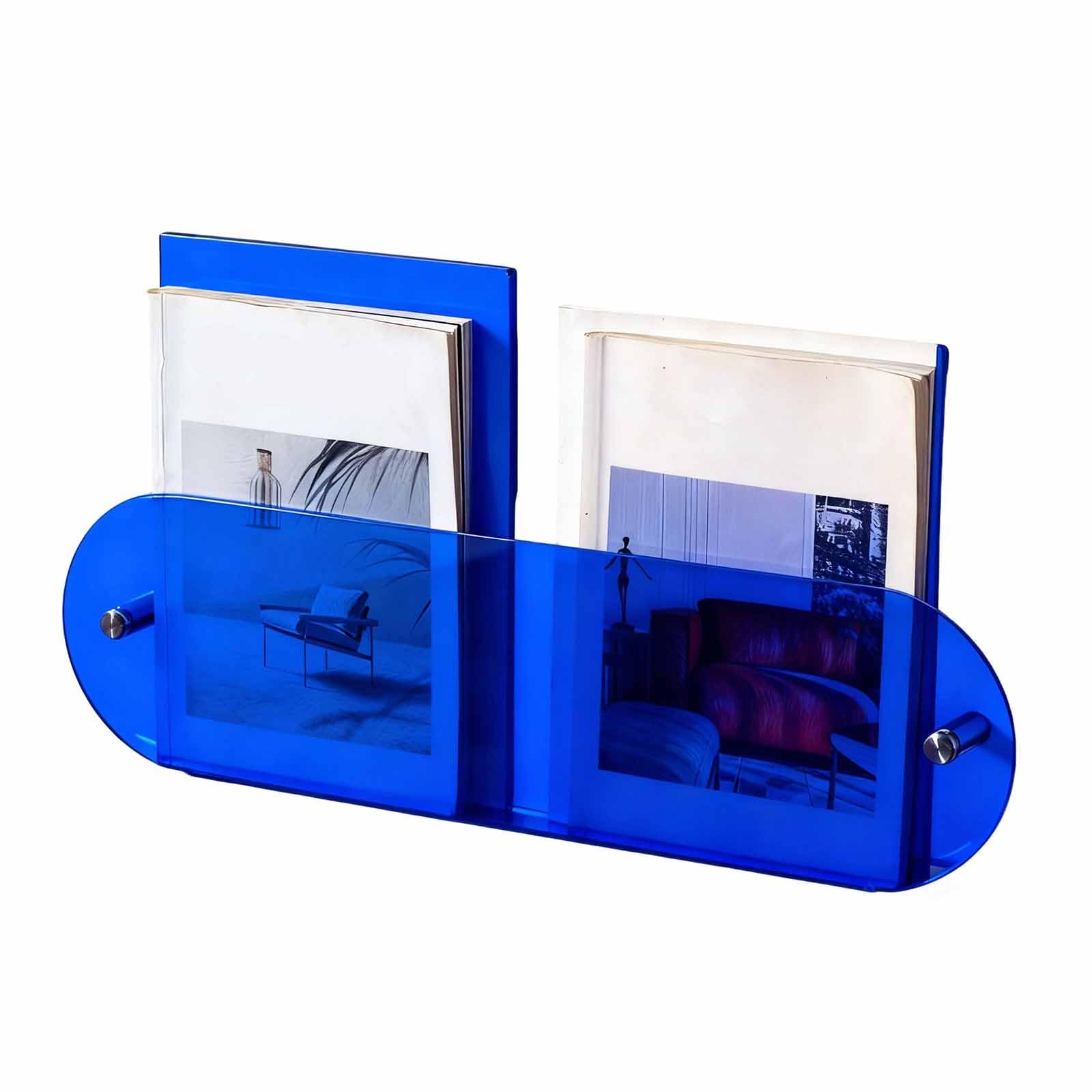 Porte-journaux en acrylique bleu pour une salle de bain moderne