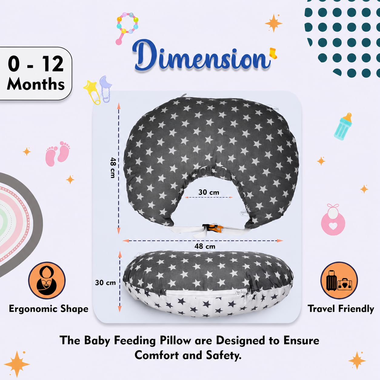 Baby Feeding Pillow - Breastfeeding & Bottle Support -2