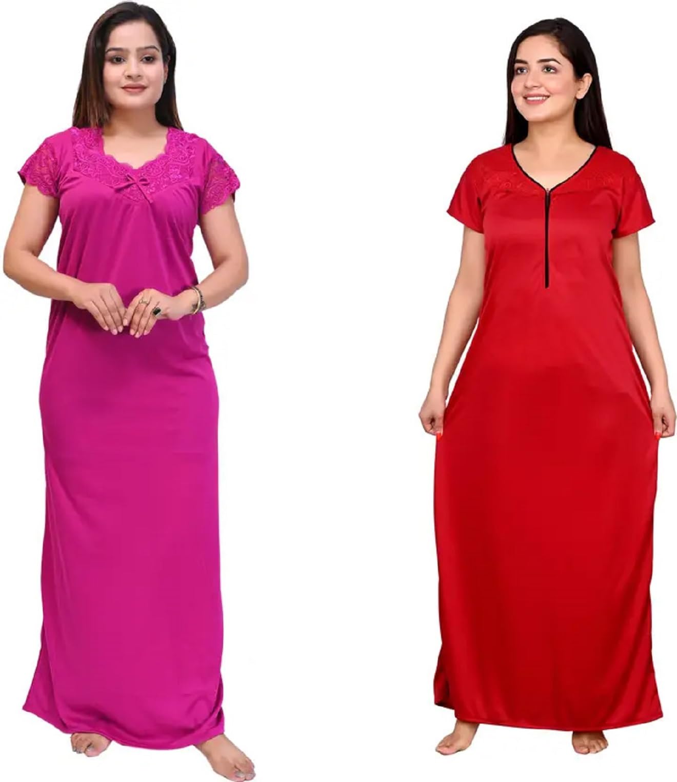 Women/Girl's Flair Color, Regular Fit Nighty (Gown) Maxi (Pack of 2 pcs)-picture-44