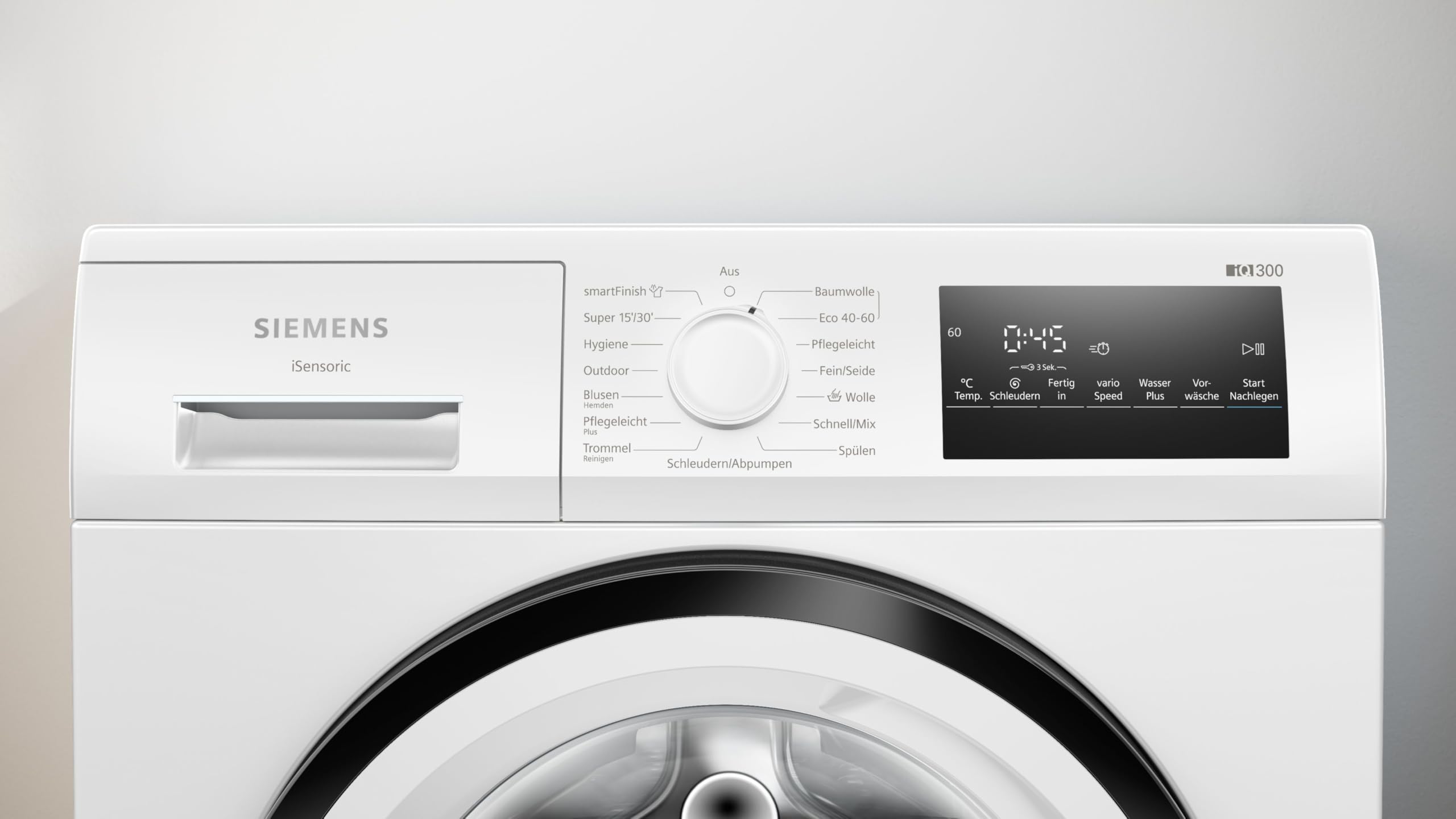 Siemens WM14N225 Waschmaschine iQ300, Frontlader mit 8kg Fassungsvermögen, 1400 UpM, speedPack L, smartFinish, Outdoor-Programm, LED-Display, Weiß, 60cm