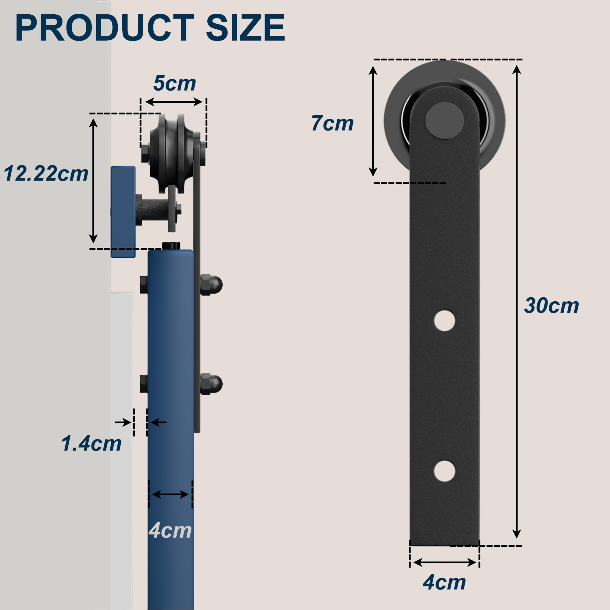 SKYSEN Porta Scorrevole Esterno Muro 183cm, per sistema di Cancelli scorrevoli con guida a pavimento, guida scorrevole, durevole, ideale per risparmiare spazio